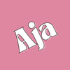 The word aja is on a pink background
