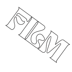 A black and white drawing of the word firm