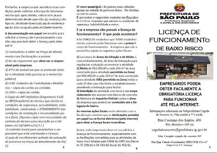 LICENÇA DE FUNCIONAMENTO DE BAIXO RISCO