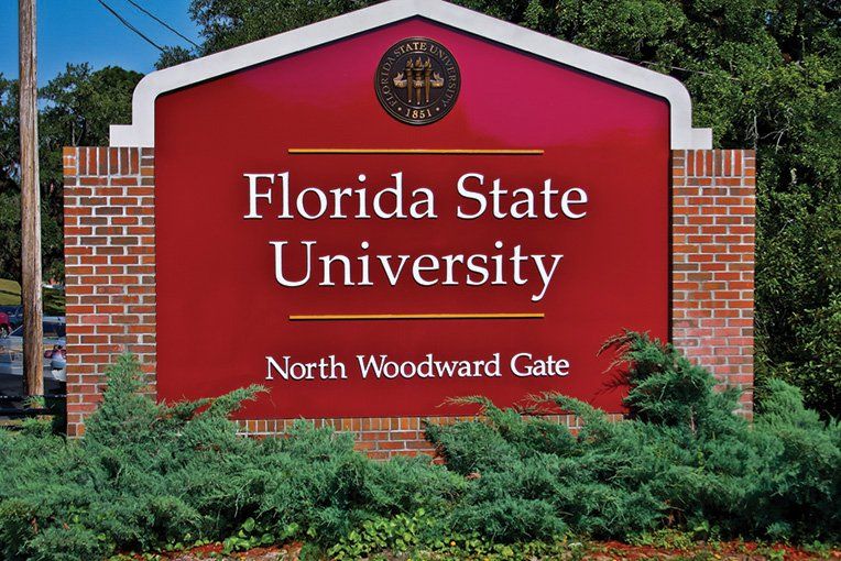 Florida State University, North Woodward Gate sign.