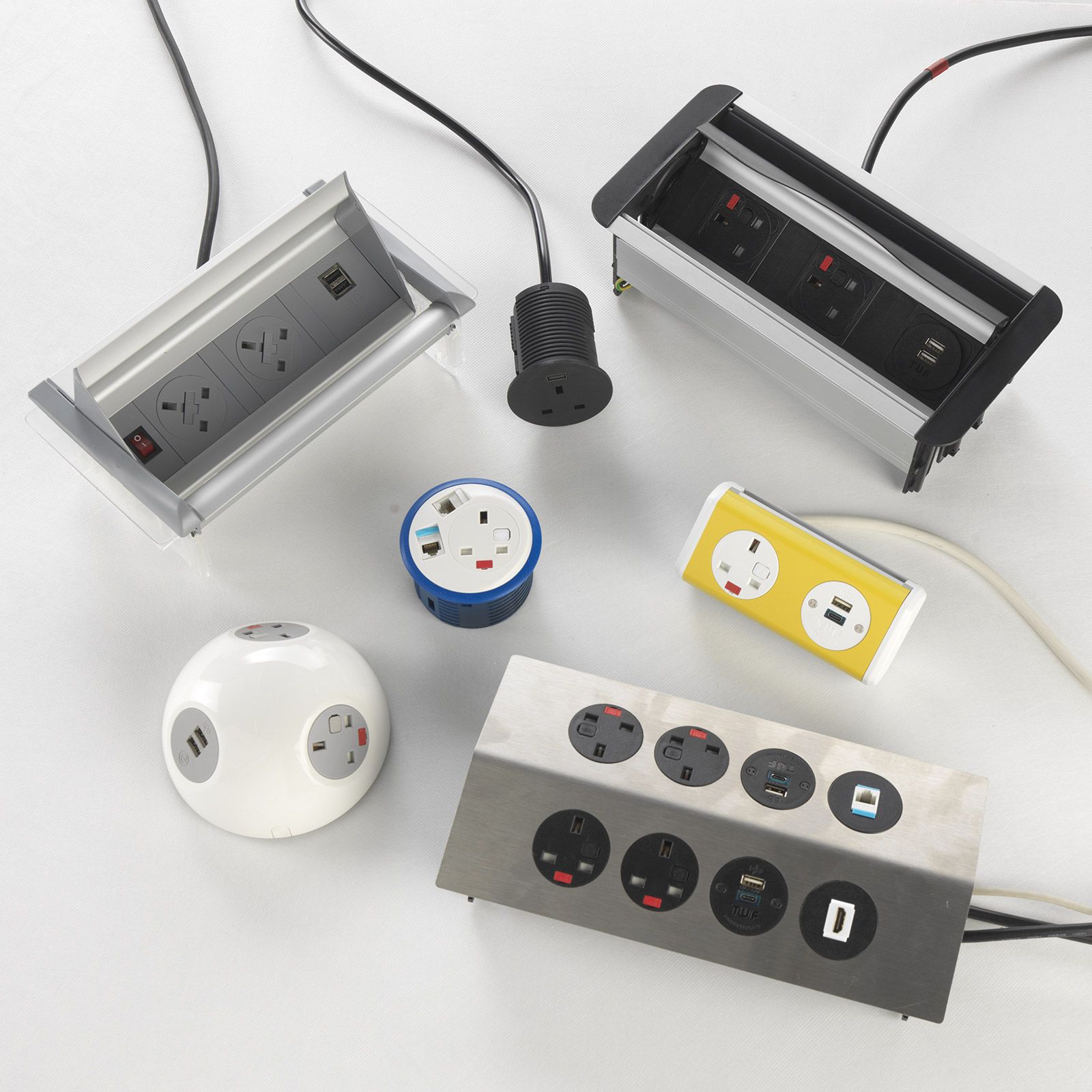 a bunch of electrical outlets including one that has the number 0 on it