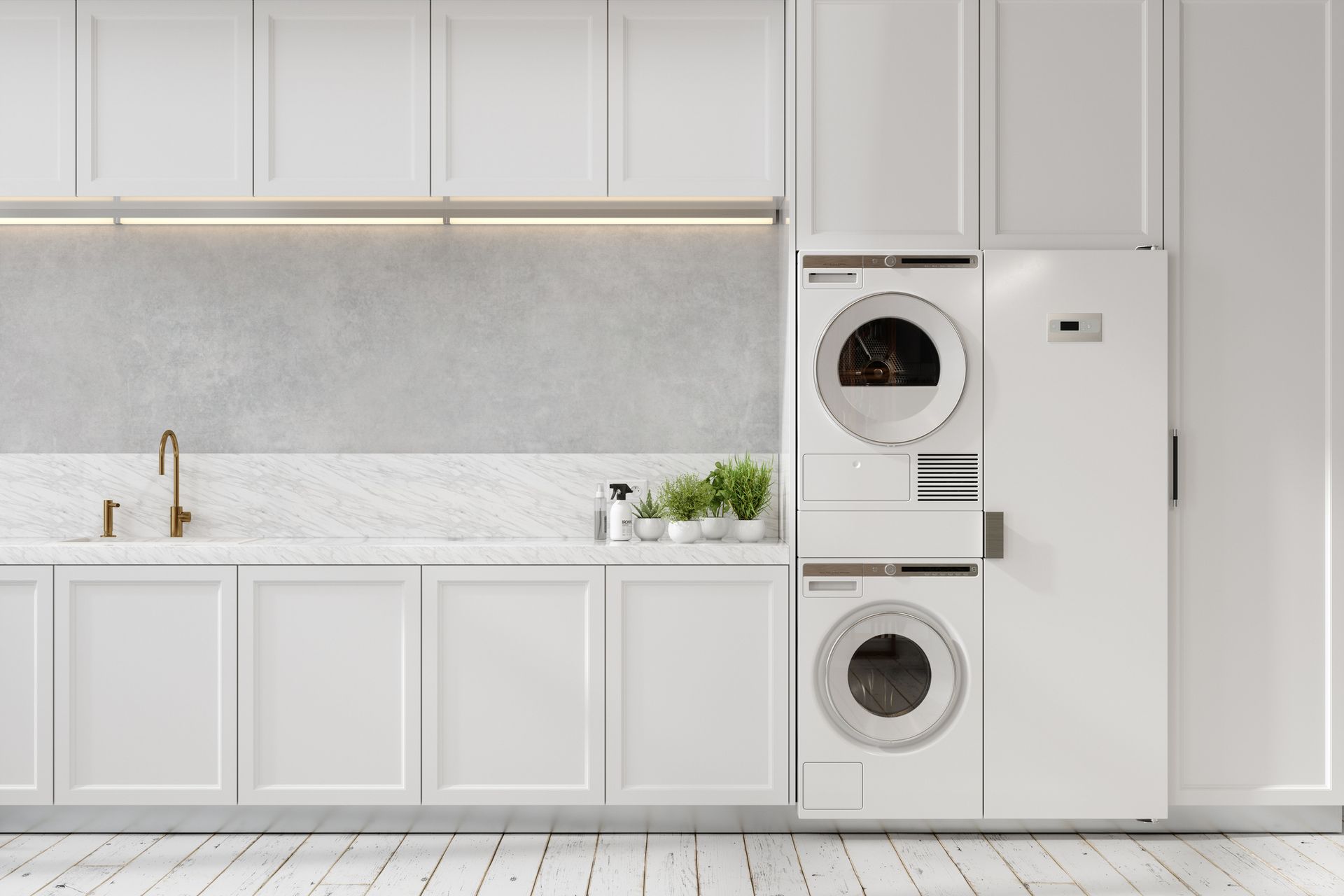Domestic Laundry Room with Washing Machine and Dryer | Castle Hill, Nsw | Galaxy Kitchens & Bathrooms