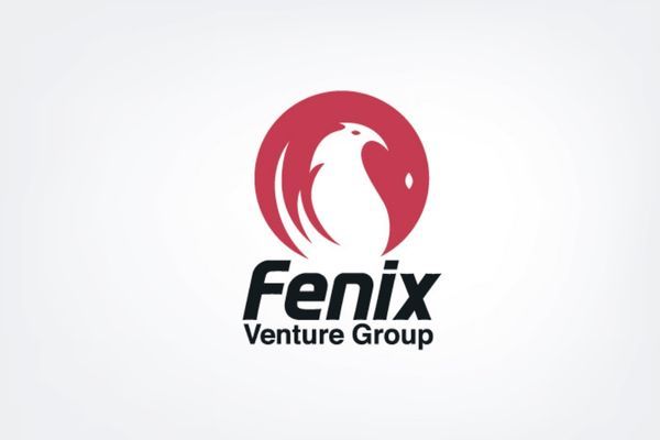 A red and black logo for fenix venture group
