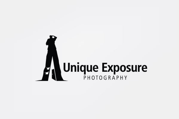 A black and white logo for unique exposure photography