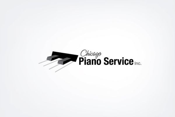 A black and white logo for chicago piano service inc.