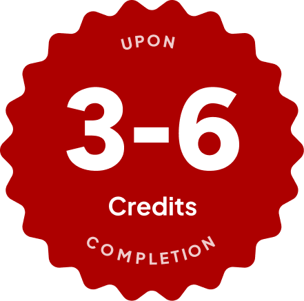 Blue badge with text: 