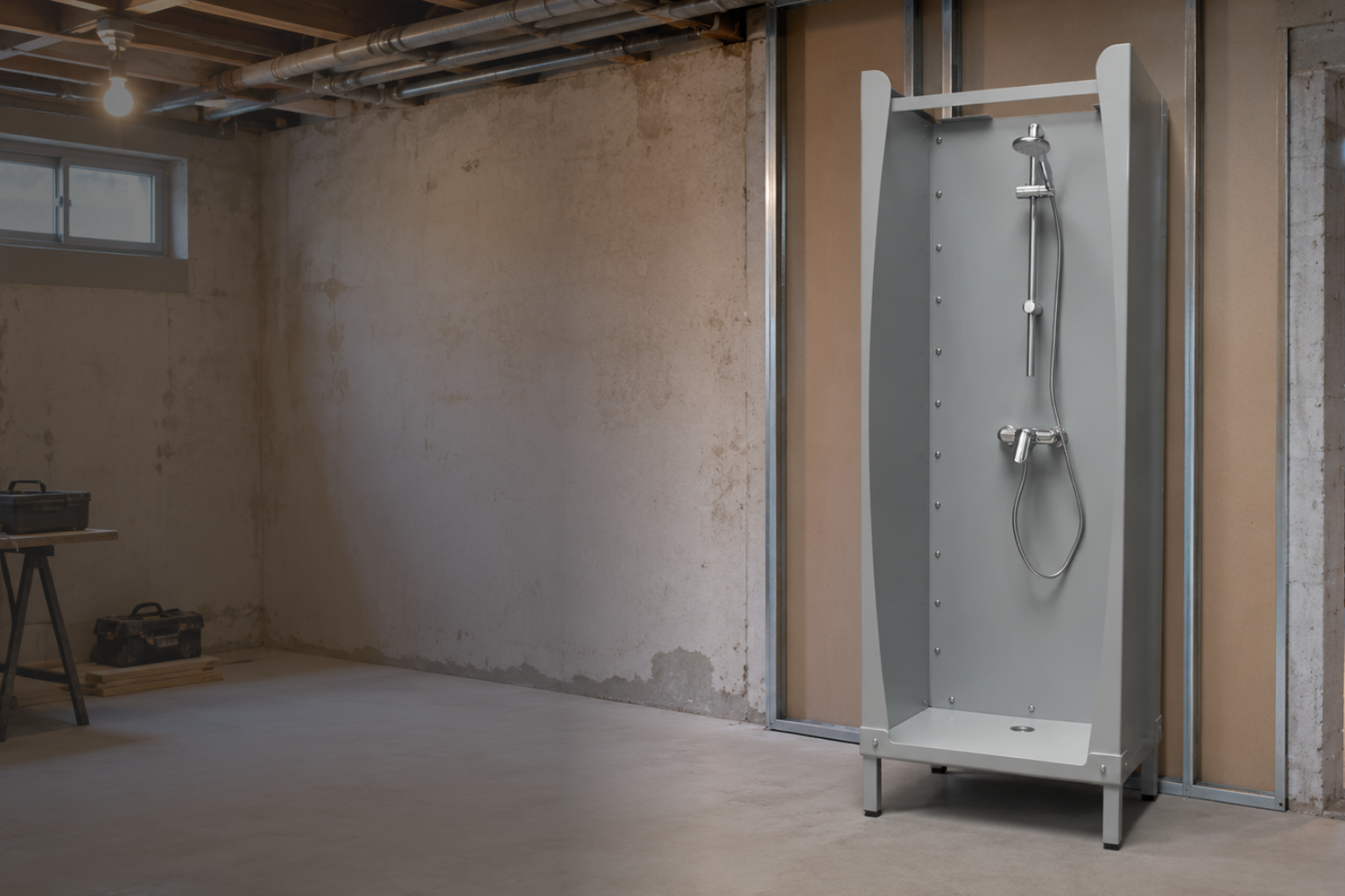 Die klassiche Corner PURE ist unsere eckige Mobildusche und wird geliefert ohne weiteres Zubehör. Vorhang standardmäßig dabei!