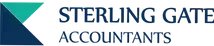 The logo for sterling gate accountants is blue and white.