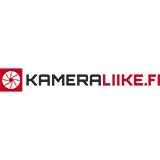 Logo for Kameraliike.fi, with a red square containing a camera aperture and text.