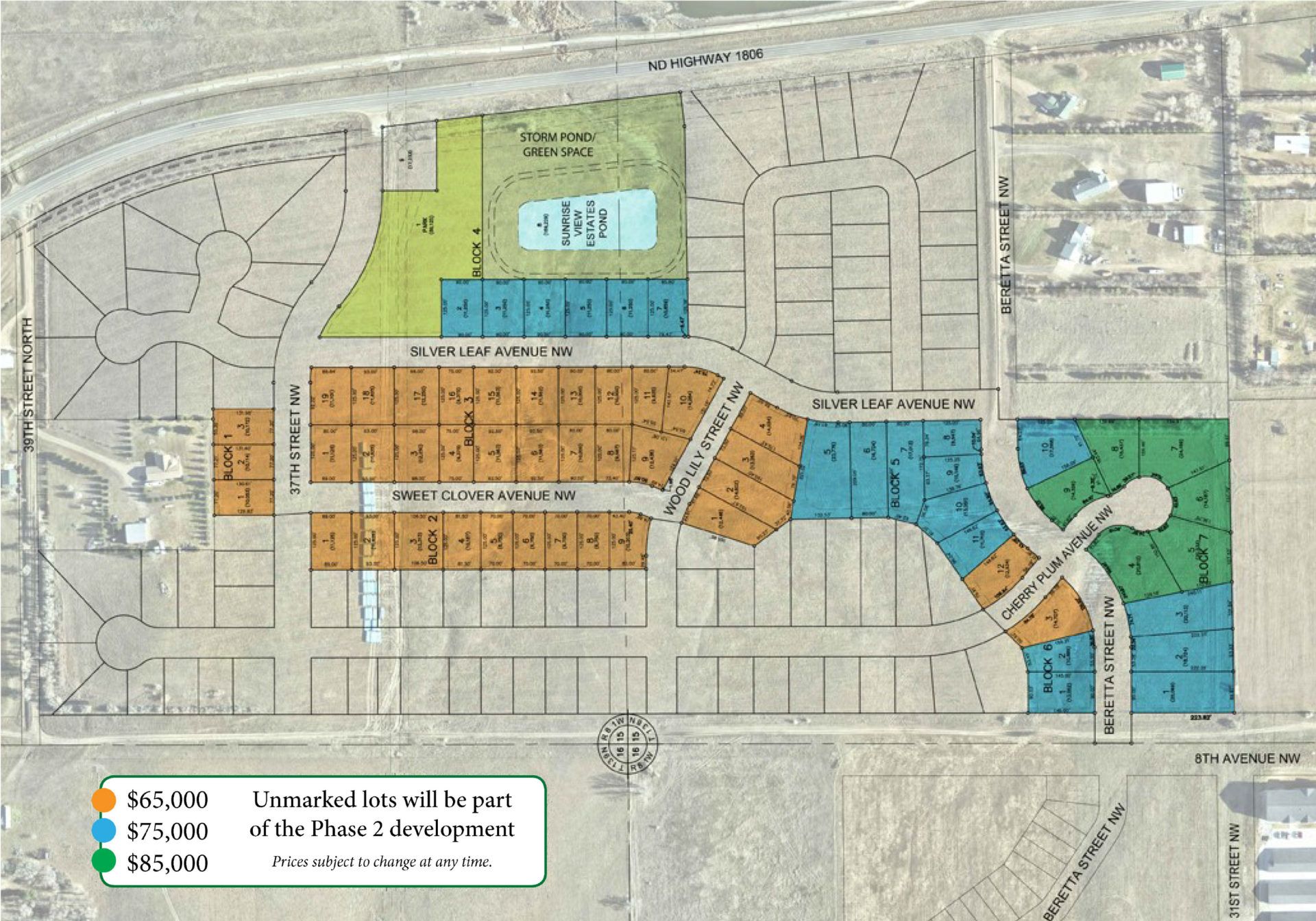 unmarked lots phase 2 development map of mandan nd