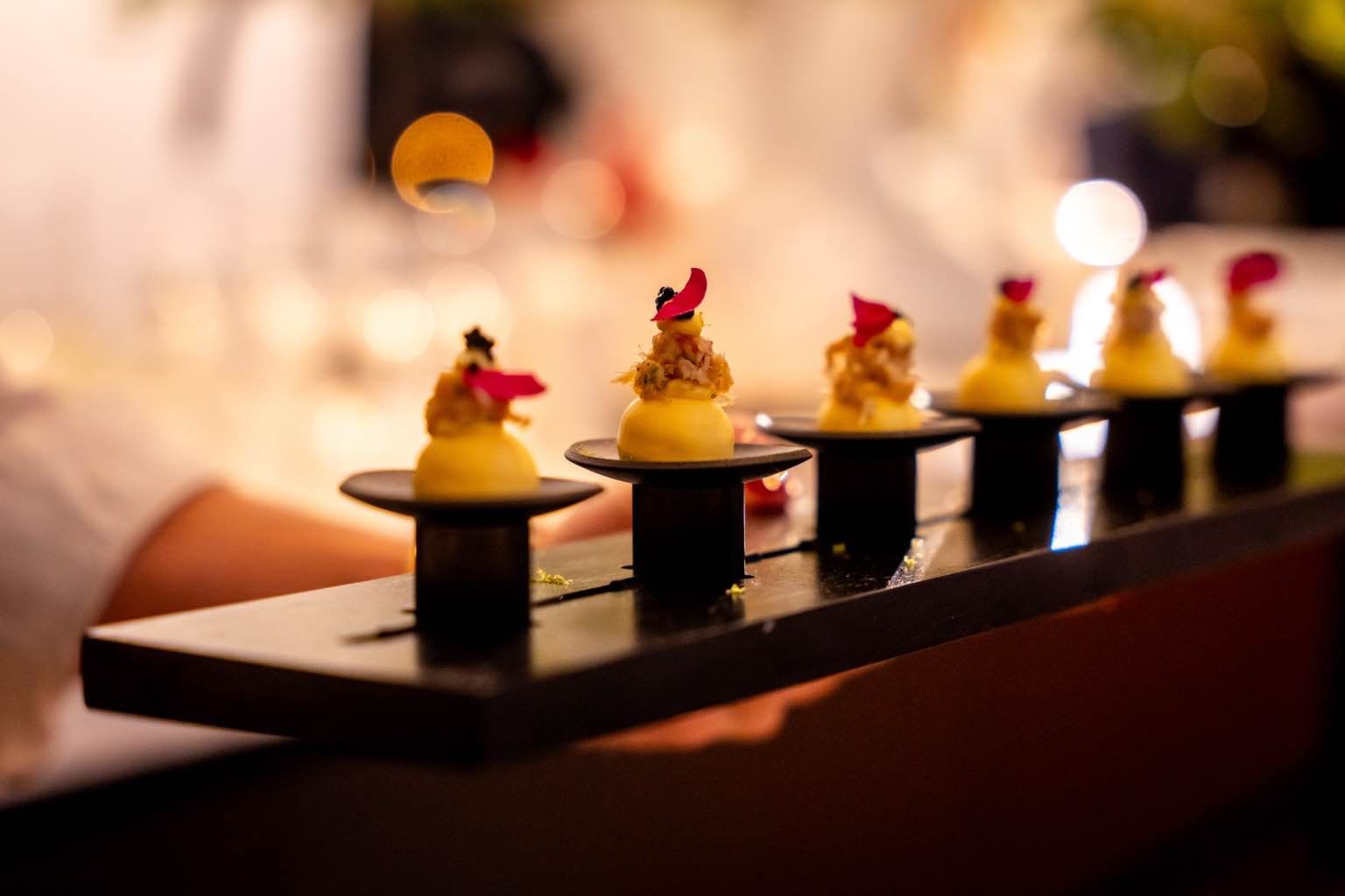 Mooie presentatie van hapjes op een plank