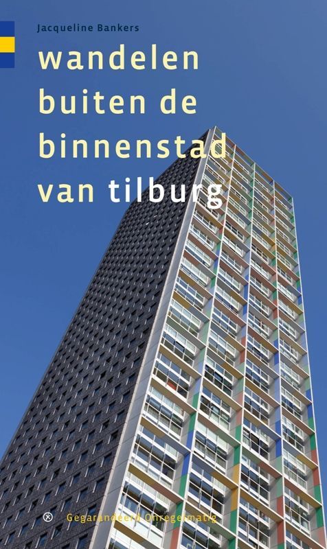 Book cover with a tall building under a blue sky, 
