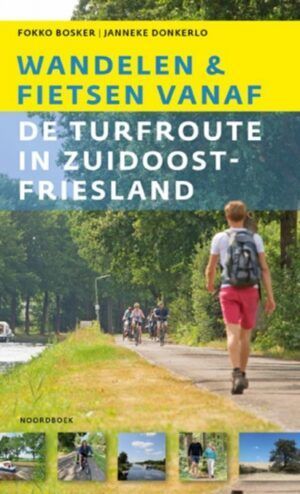 Book cover: person walking path, cyclists, text 