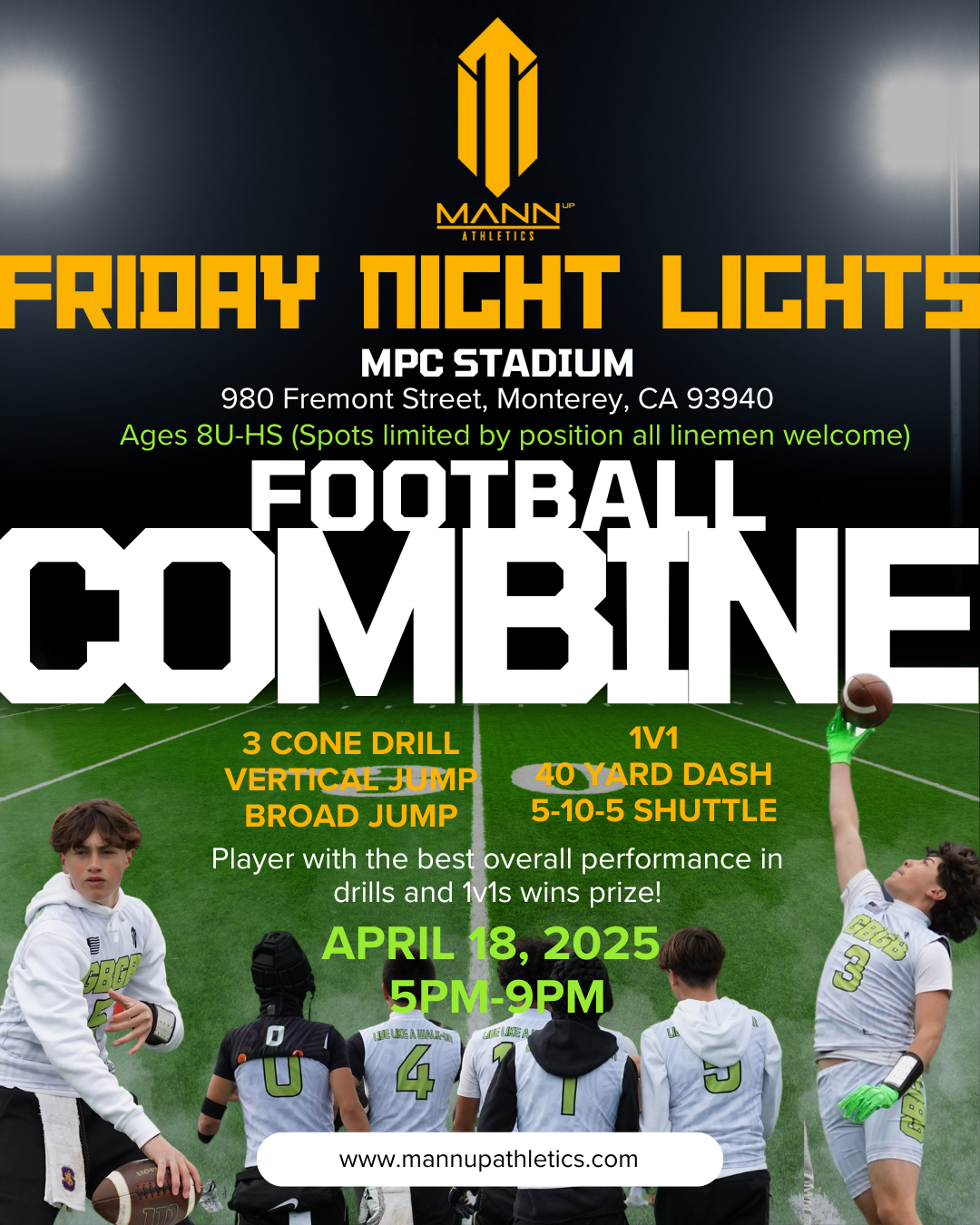 A poster for a friday night lights football combine.