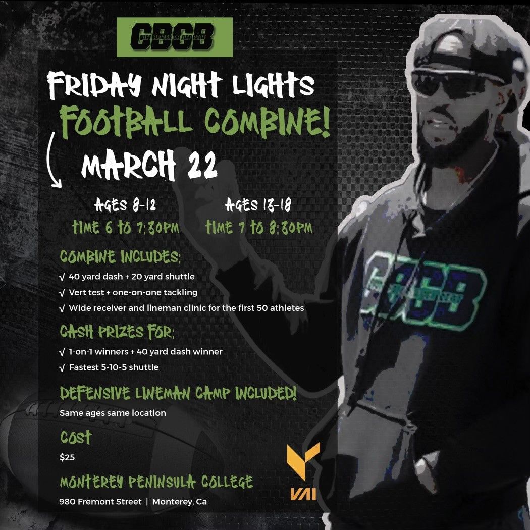 a poster for GBGB friday night lights football combine on march 22