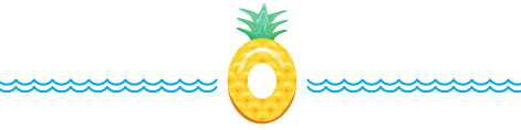 A pineapple float is floating in the water next to a wave.