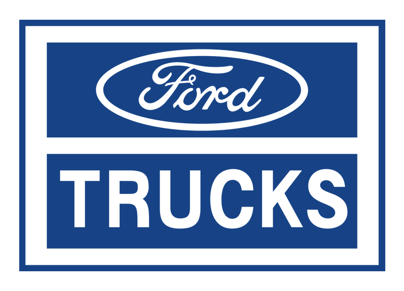 Ford Trucks logo: Blue rectangle with a white Ford logo above 