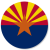 The flag of arizona is in a circle with a star in the middle.