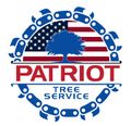 Logo: Patriot Tree Service with US flag background and chainsaw links.