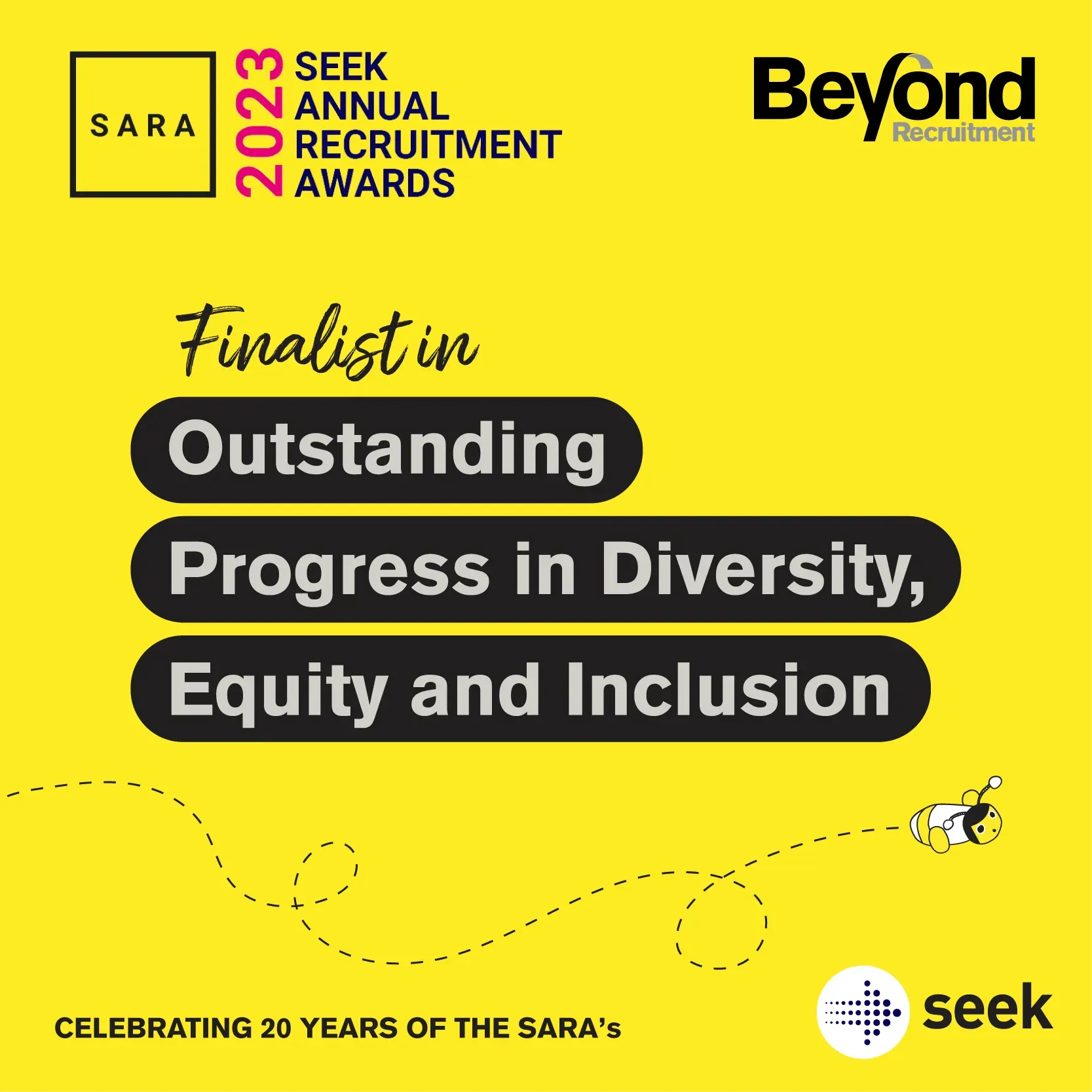 A poster that says finalist in outstanding progress in diversity , equity and inclusion