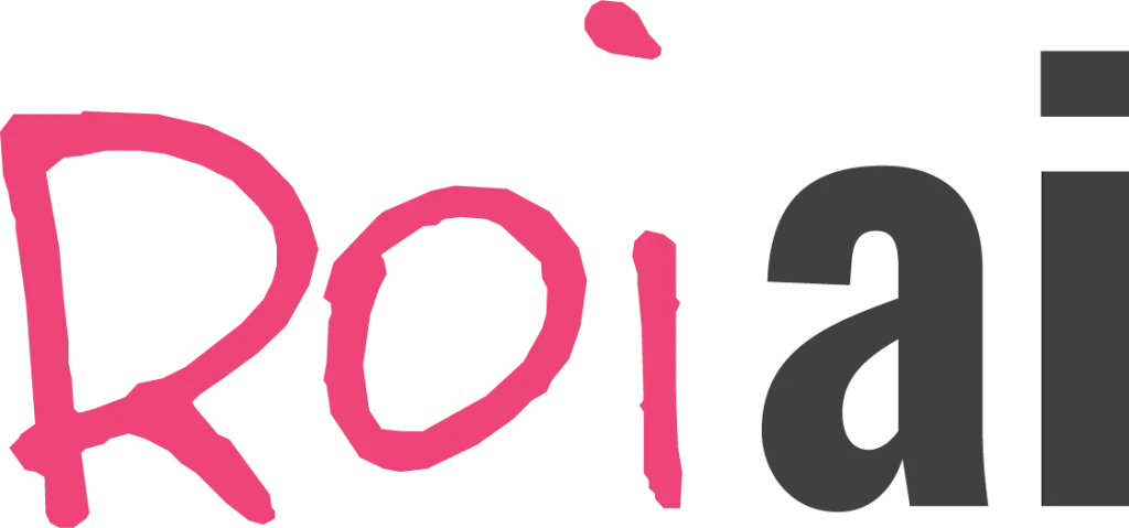 The word roiai is written in pink and black on a white background.