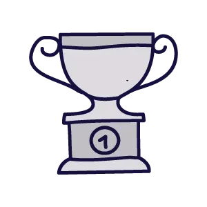 A drawing of a trophy with the number 1 on it.