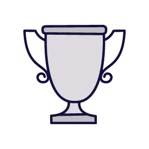 A trophy with two handles on a white background.