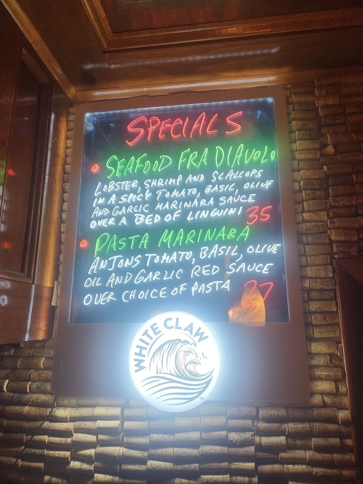 A chalkboard with the words specials on it