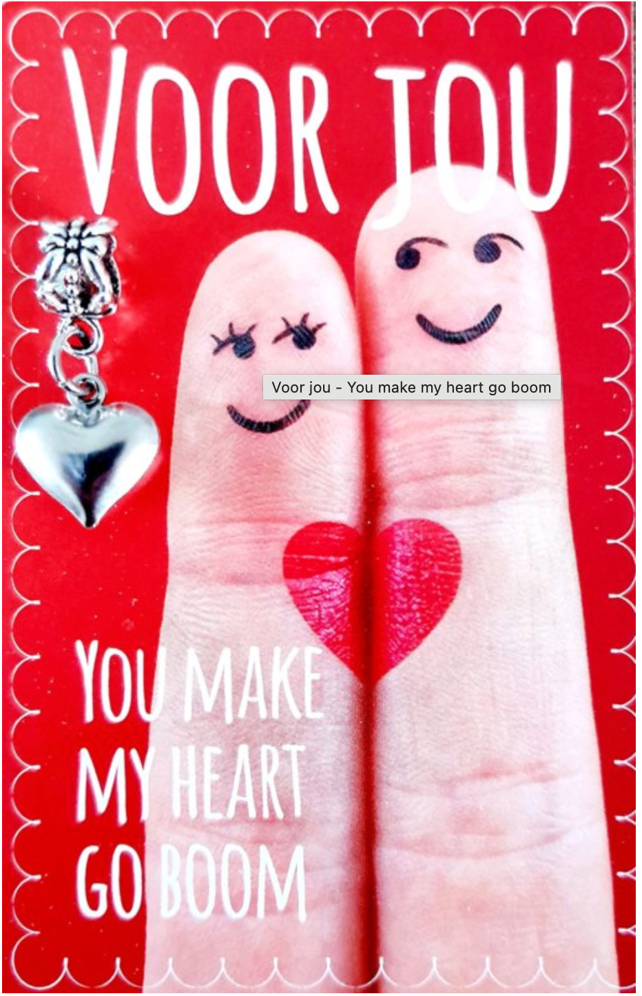 Rode kaart met vingergezichtjes. Tekst: 