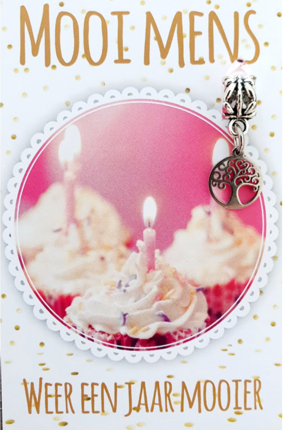 Verjaardagskaart met cupcakes, de tekst 