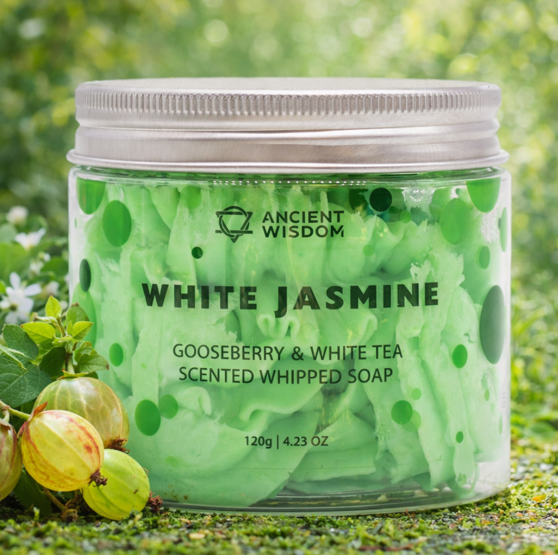 Zeep in een potje met het etiket 