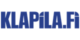 A blue logo for klapila.fi on a white background