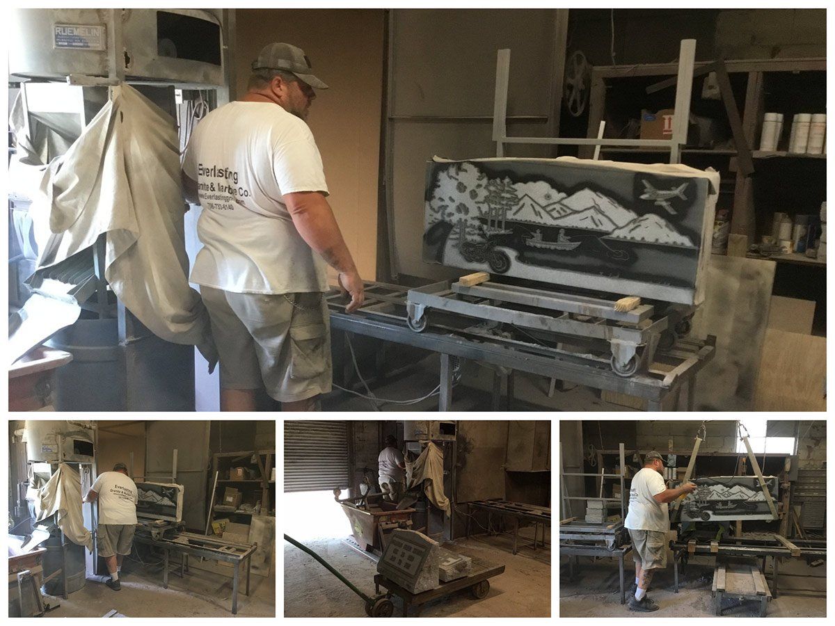 Man Inside the Room with Equipment — Augusta, GA — Everlasting Granite and Marble