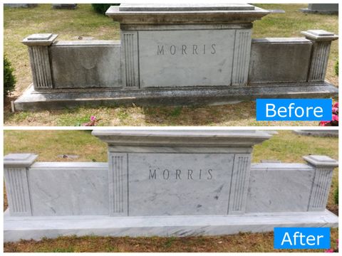 Before and After Cleaning the Headstone — Augusta, GA — Everlasting Granite and Marble