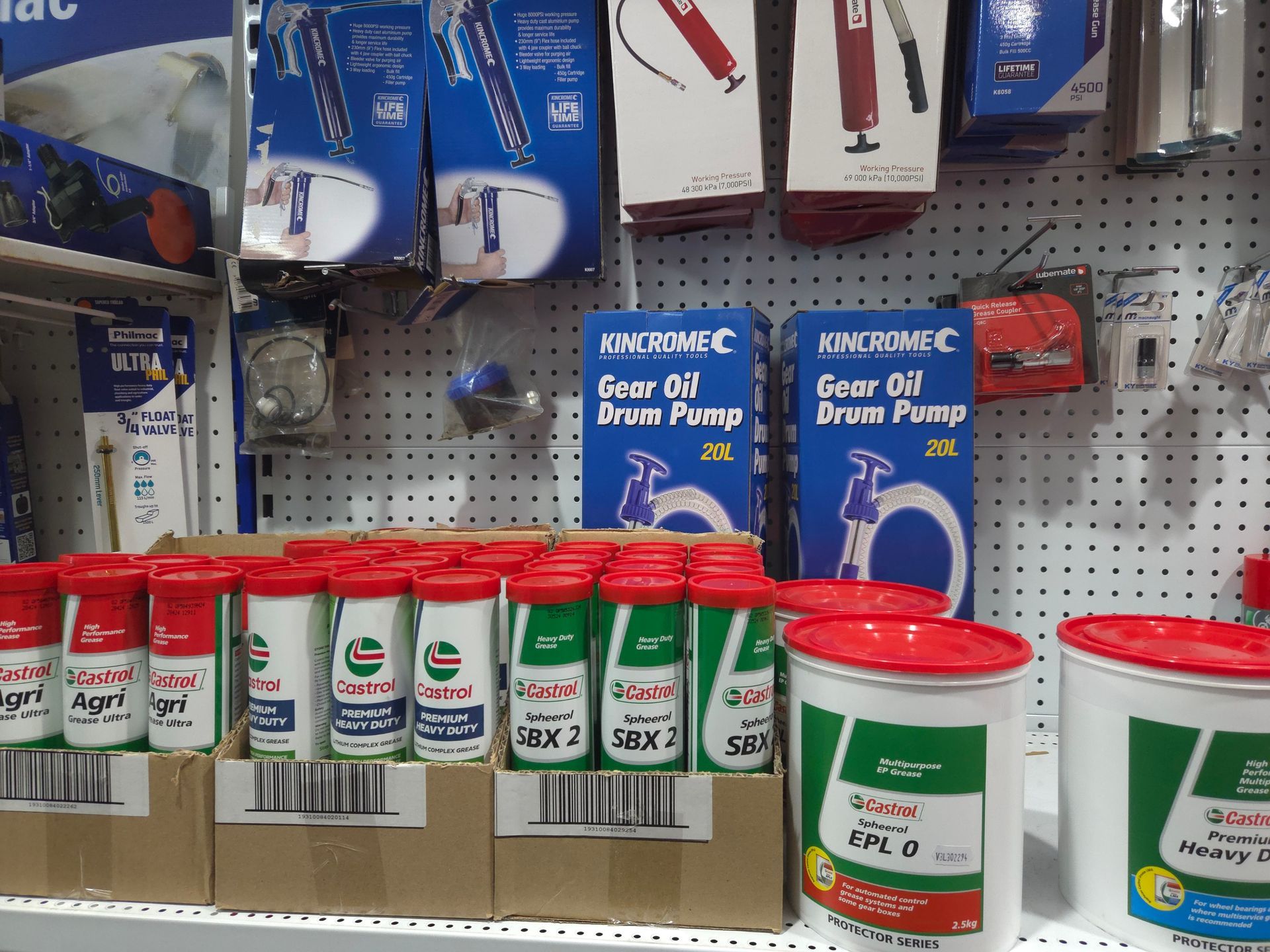 A Display of Gear Oil and Drum Pumps in a Store — Stockers & Partridge In Paterson, NSW