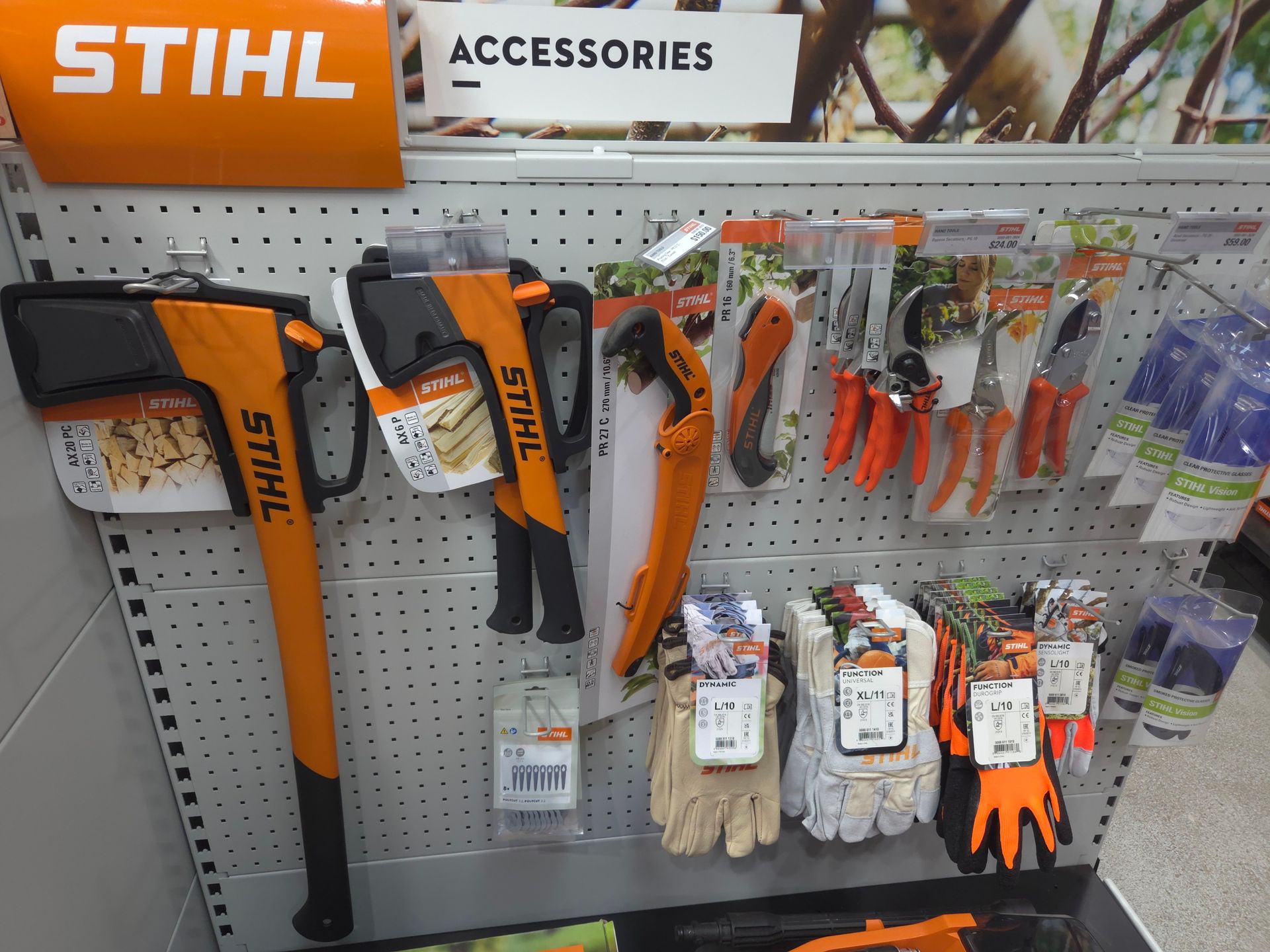 A Display of Stihl Accessories in a Store — Stockers & Partridge In Paterson, NSW