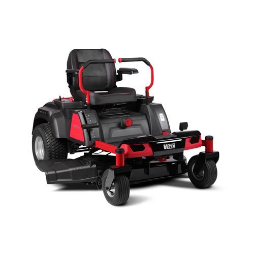 A Red and Black Lawn Mower on a White Background — Stockers & Partridge In Paterson, NSW