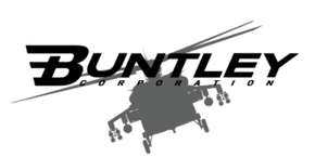 A buntley corporation logo with a helicopter in the background