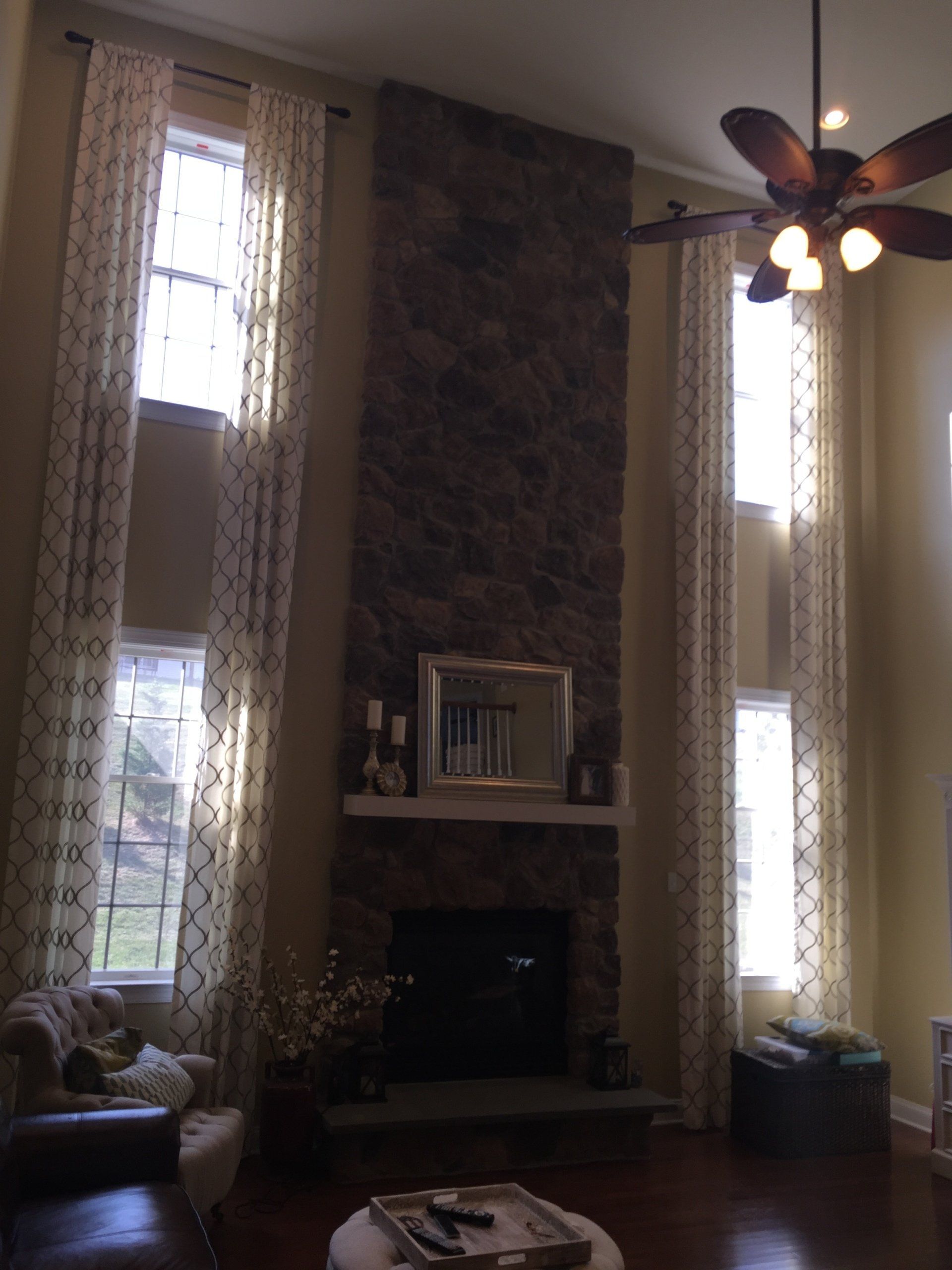 ceiling stationary drapery panels