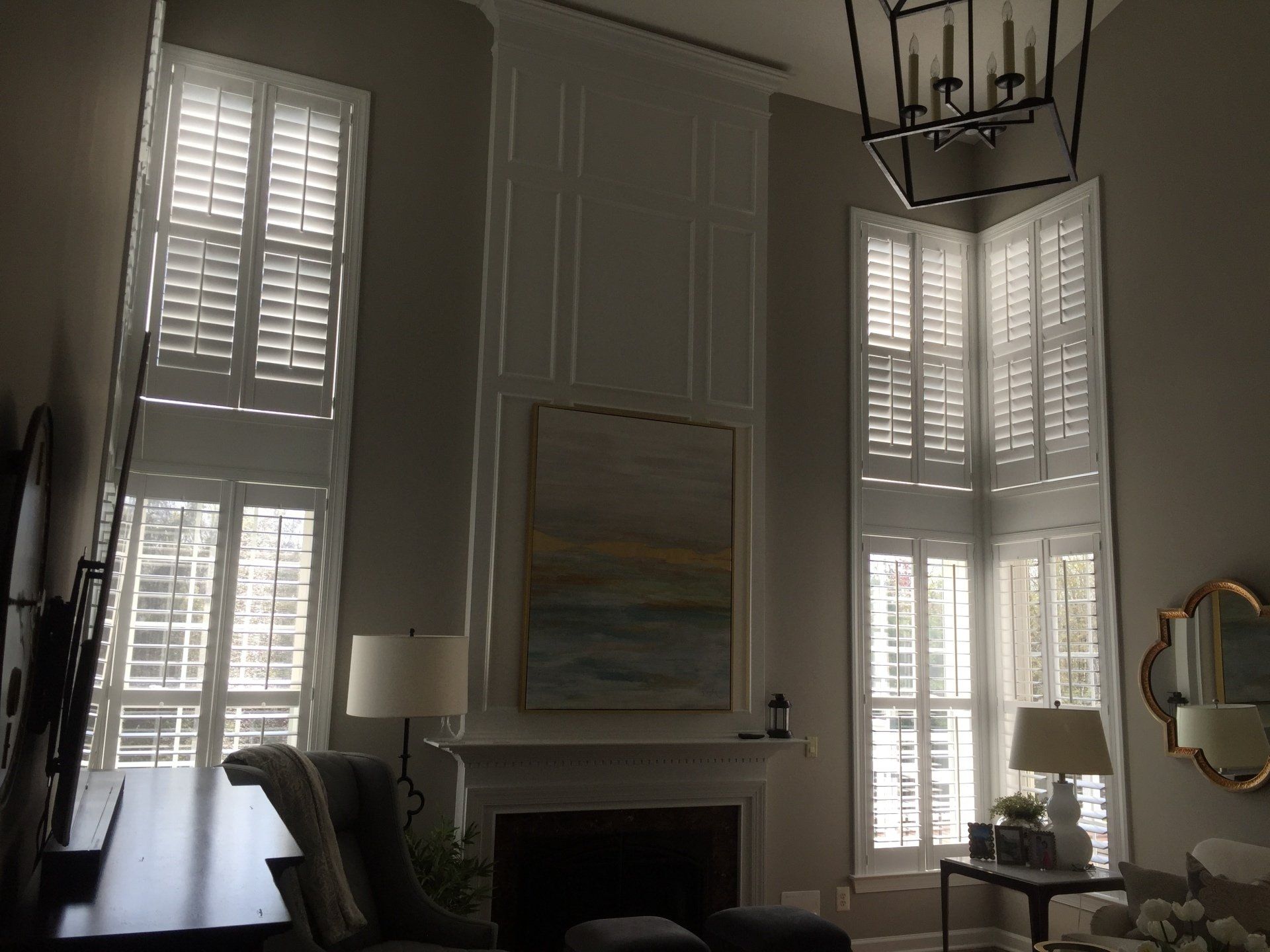 Family room plantation shutters