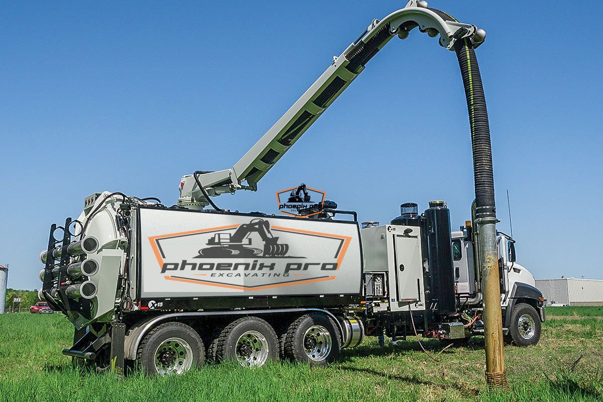 Controlled potholing revealing depth of electrical feeder line