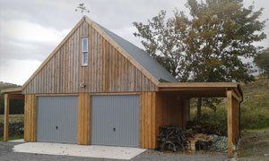 A timber framed double garage