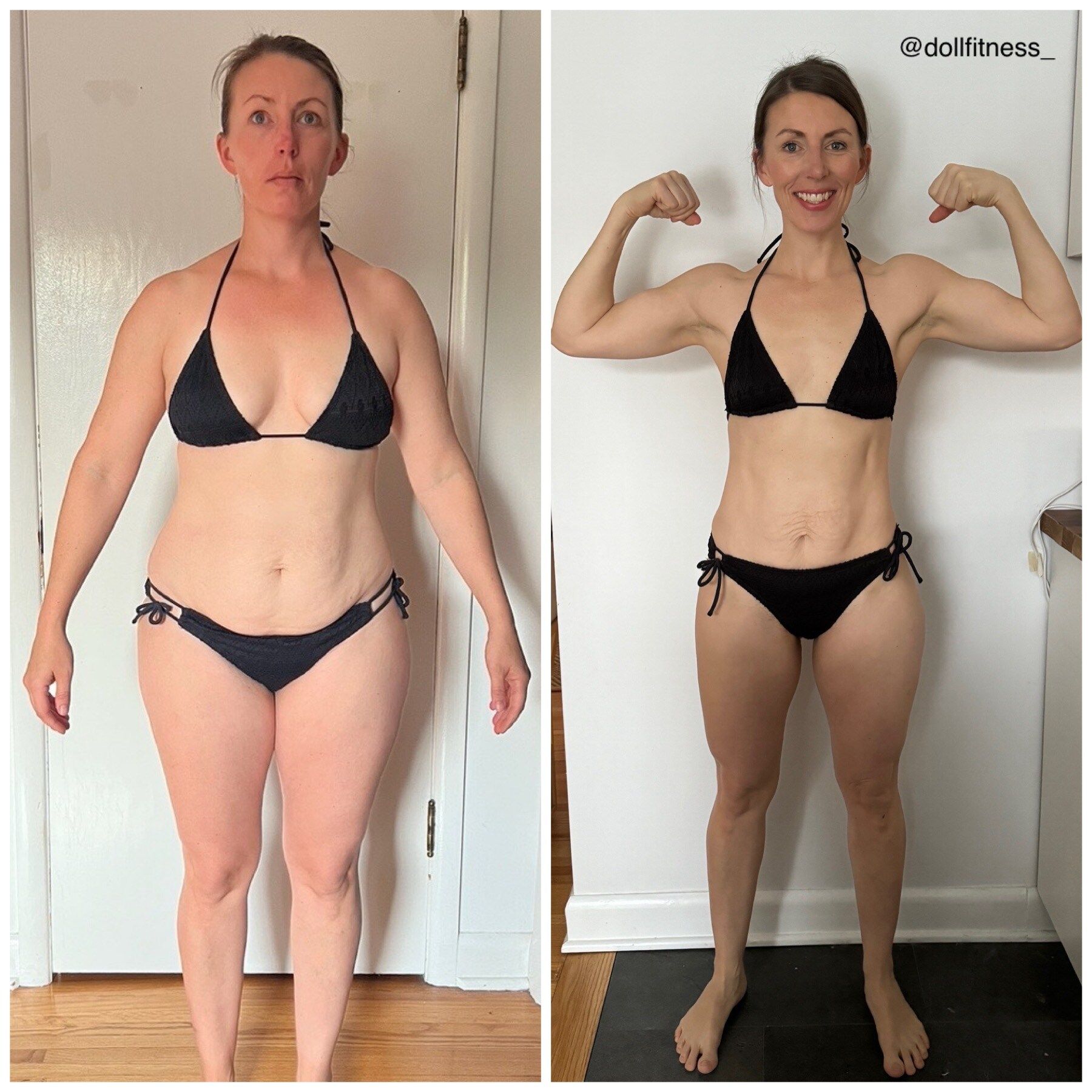 Two pictures of a woman before and after losing weight