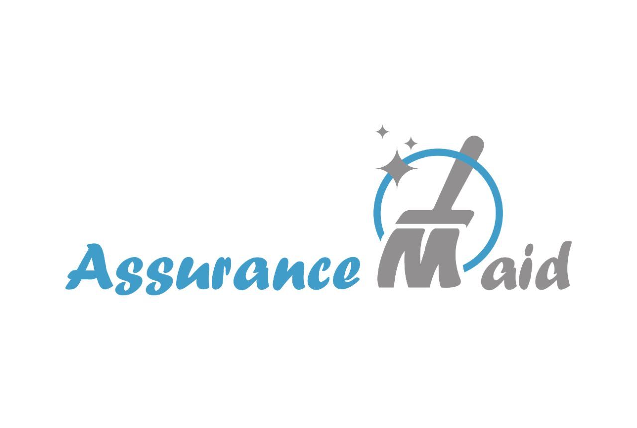 the logo for assurance maid shows a brush and a star .