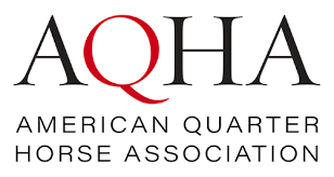 AQHA logo with black and red letters above “American Quarter Horse Association” text
