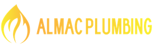 Almac Plumbing logo with a flame icon and company name in yellow.