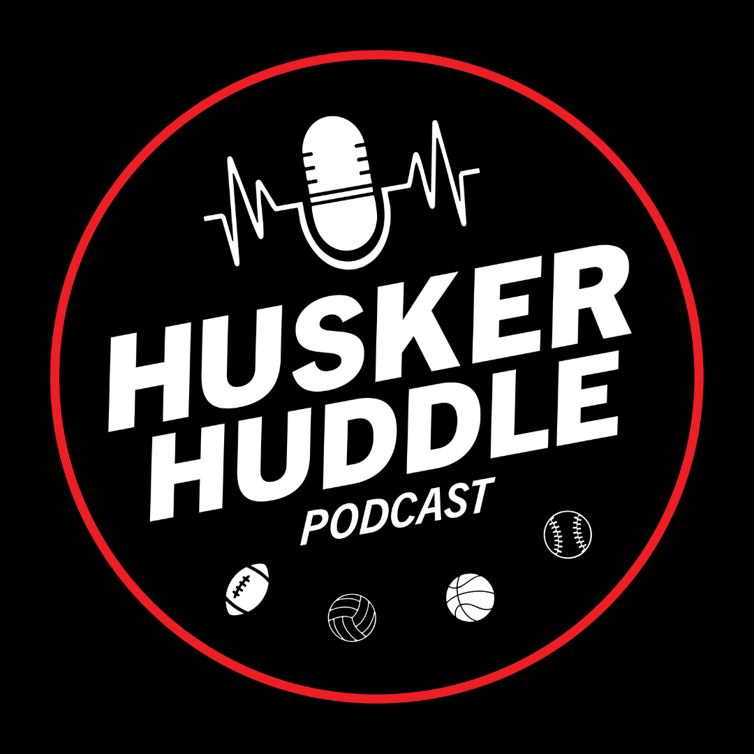 Black and red circular podcast logo: 