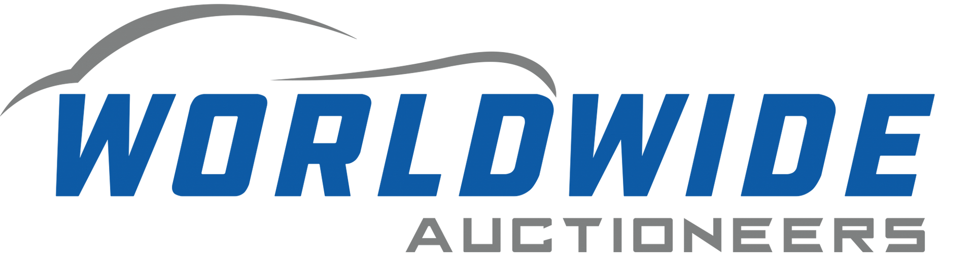 The logo for worldwide auctioneers is blue and gray