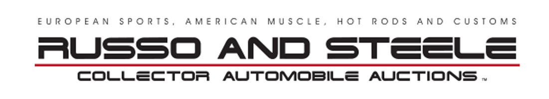 A logo for russo and steele collector automobile auctions
