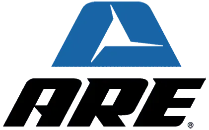ARE logo with blue triangle over black text.